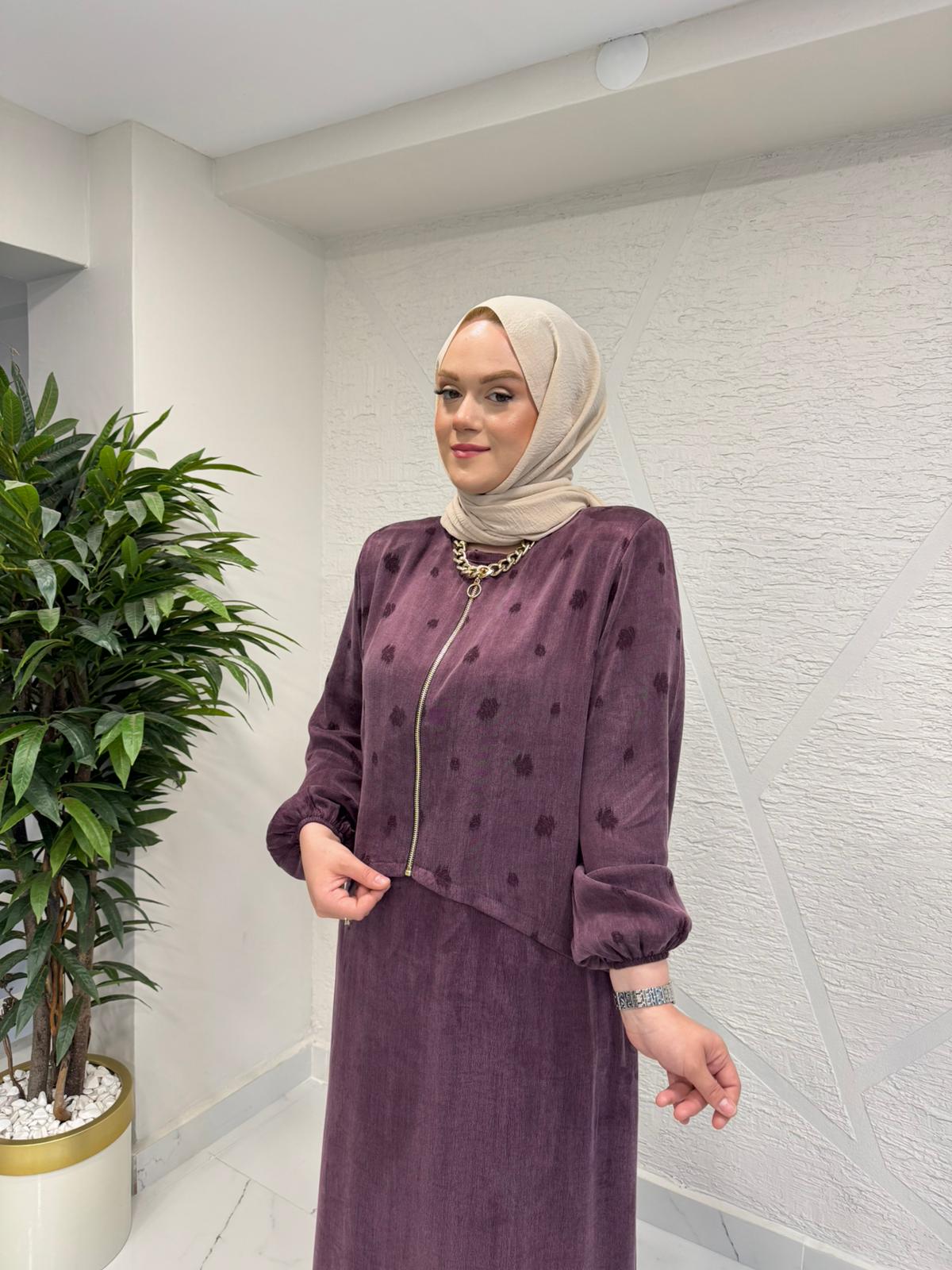 QASHE 6624 FERMUARLI ELBİSE MÜRDÜM