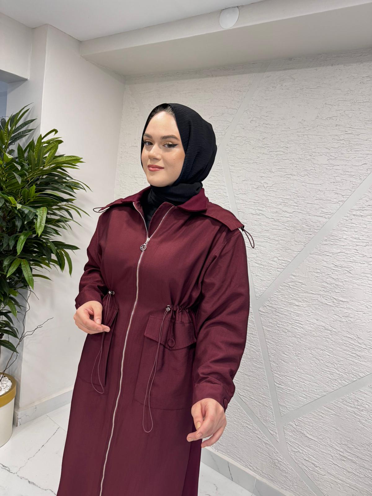 CEREMONY 6801 YANLARI ÇELİK GARNİLİ BELDEN BÜZGÜLÜ FERMUARLI DUBAI KAP BORDO