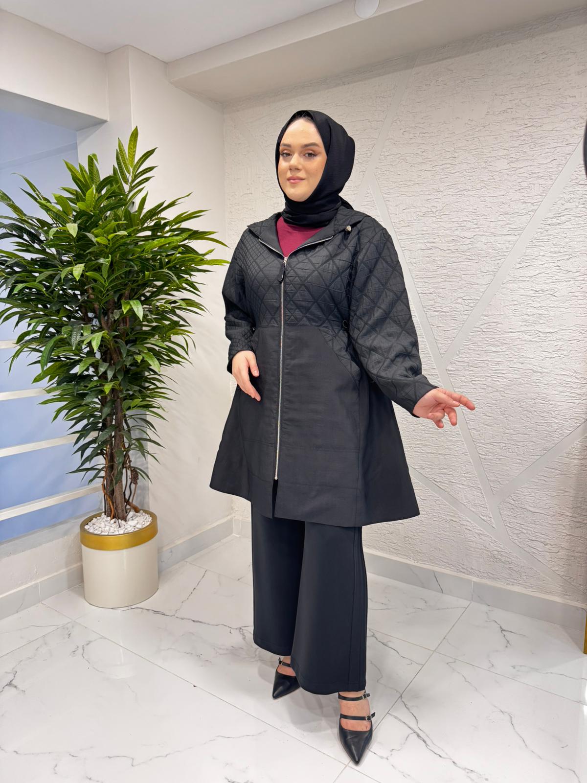 CEREMONY 6819 ÖNDEN FERMUARLI YANLARDAN CEPLİ BAKLAVA KAPİTÖN KISA KAP SİYAH