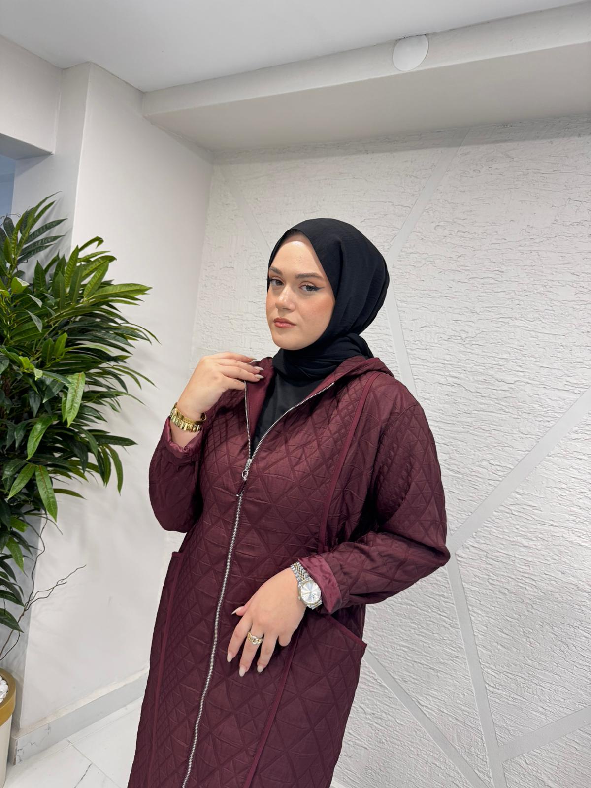 CEREMONY 6838 KAPÜŞONU FERMUAR DETAYLI BAKLAVA KAPİTÖNE KAP BORDO