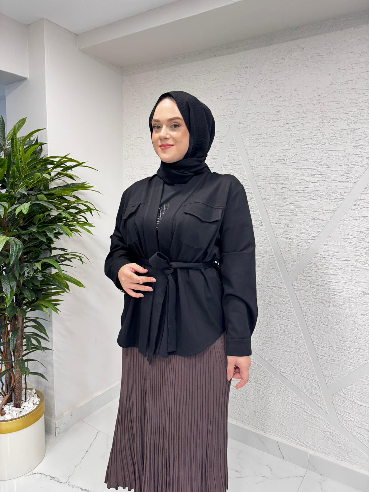 CEREMONY 6849 ÖNÜ AÇIK ŞAL YAKA CEKET SİYAH