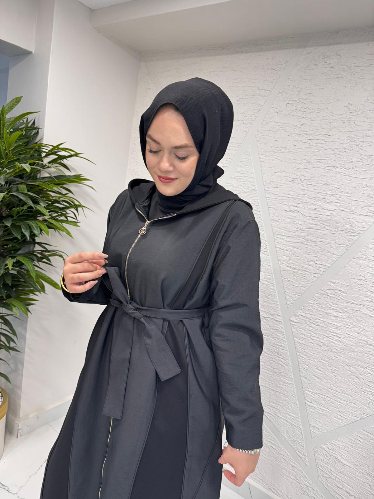 CEREMONY 6897 ARA BİYE DETAYLI ÖNDEN FERMUARLI DUBAI GARNİLİ KAP SİYAH