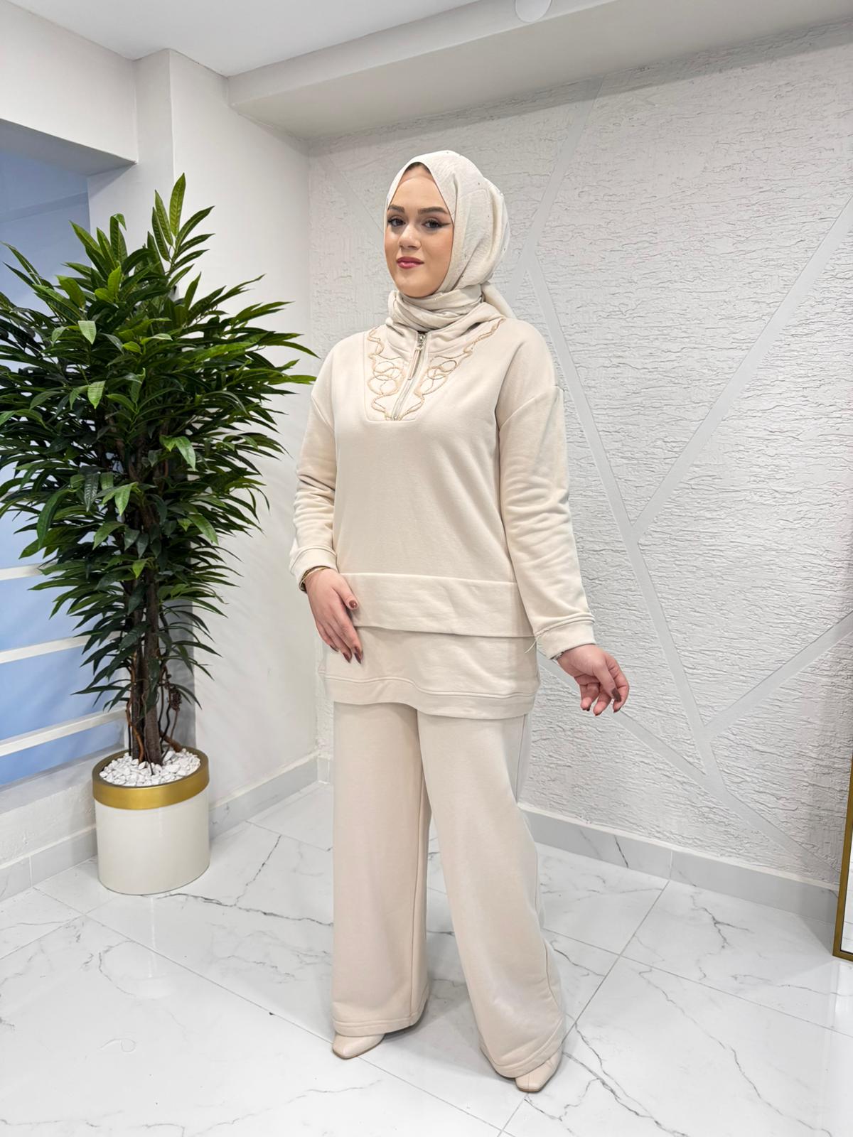 CEREMONY 6913 NAKIŞLI EVİTA TAKIM BEJ