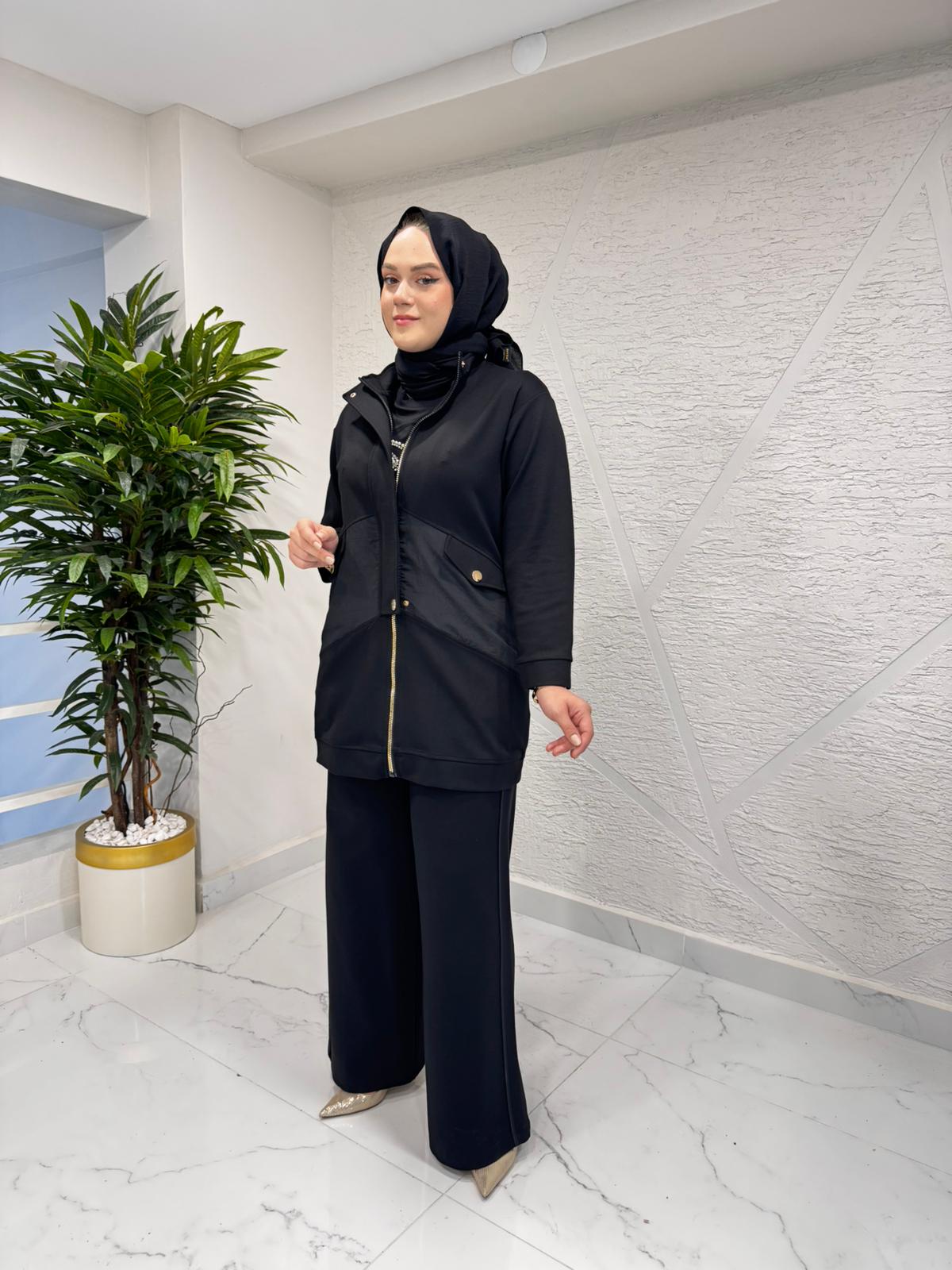 CEREMONY 6921 ÖNDEN FERMUARLI YARIM PATLI ÇELİK TAKIM SİYAH