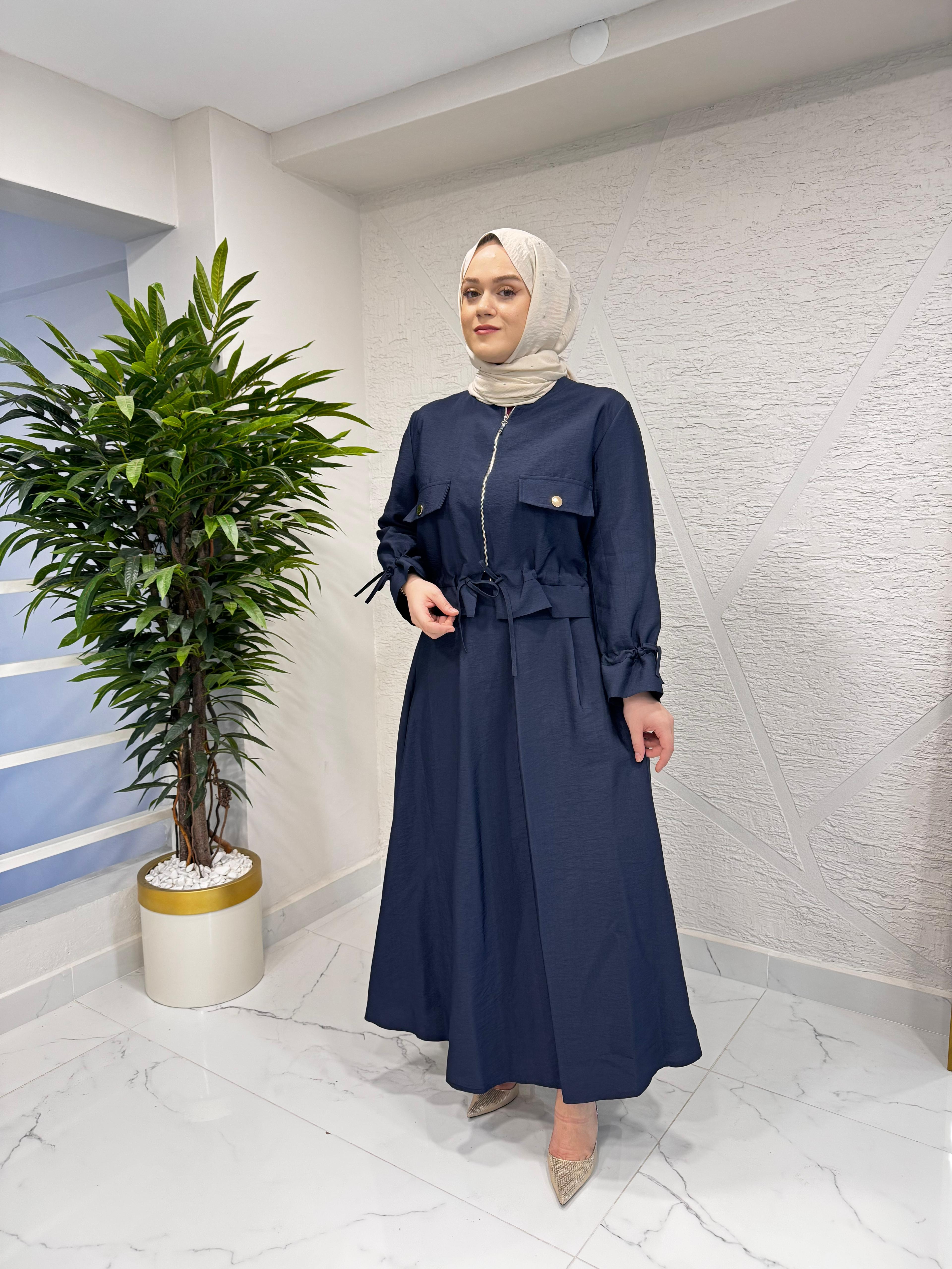 CEREMONY 6950 ETEĞİ TOKA DETAYLI KISA CEKETLİ TAKIM LACİVERT