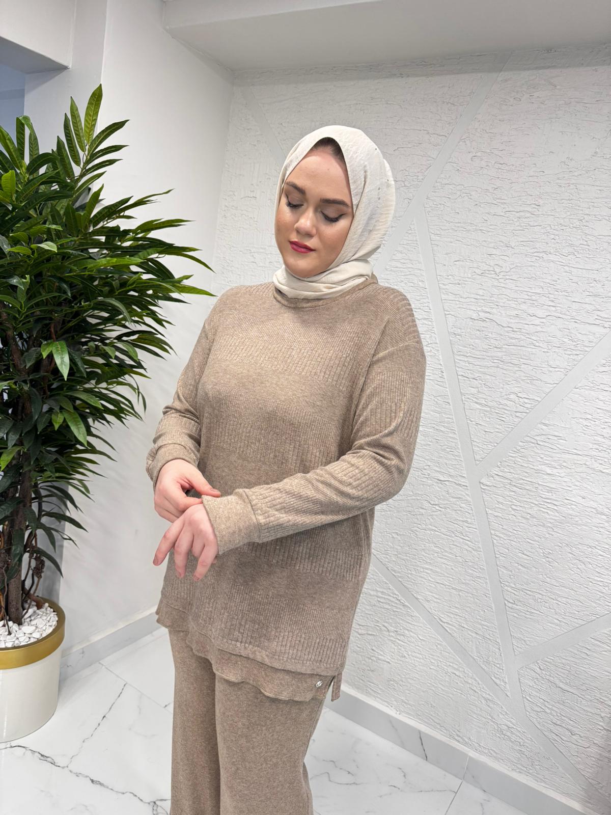 CEREMONY 6959 YÜN İŞLEMELİ PANTOLONLU TAKIM CAMEL