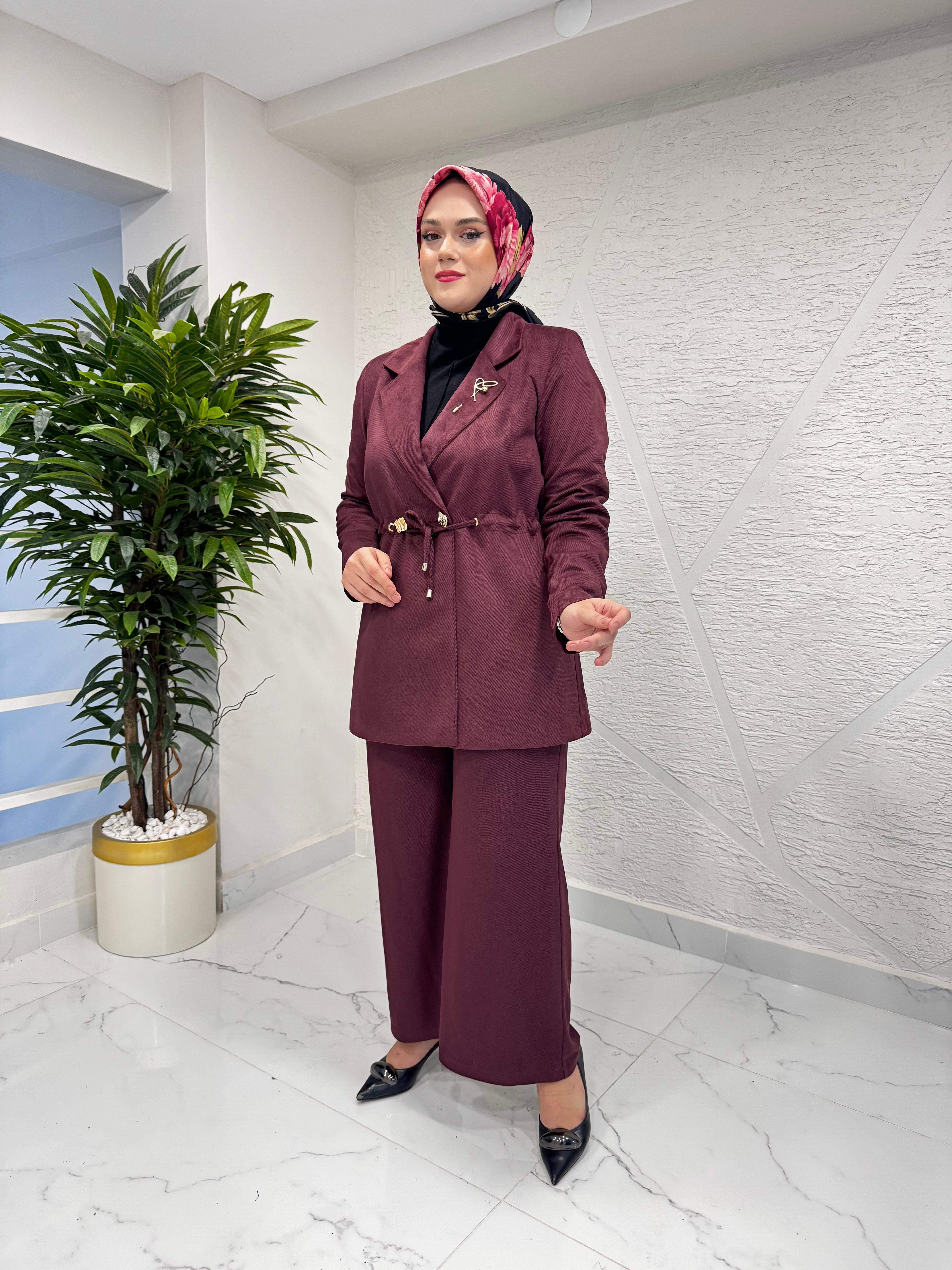 OTTO 7372 ÖRME KUPRA CEKET TAKIM BORDO