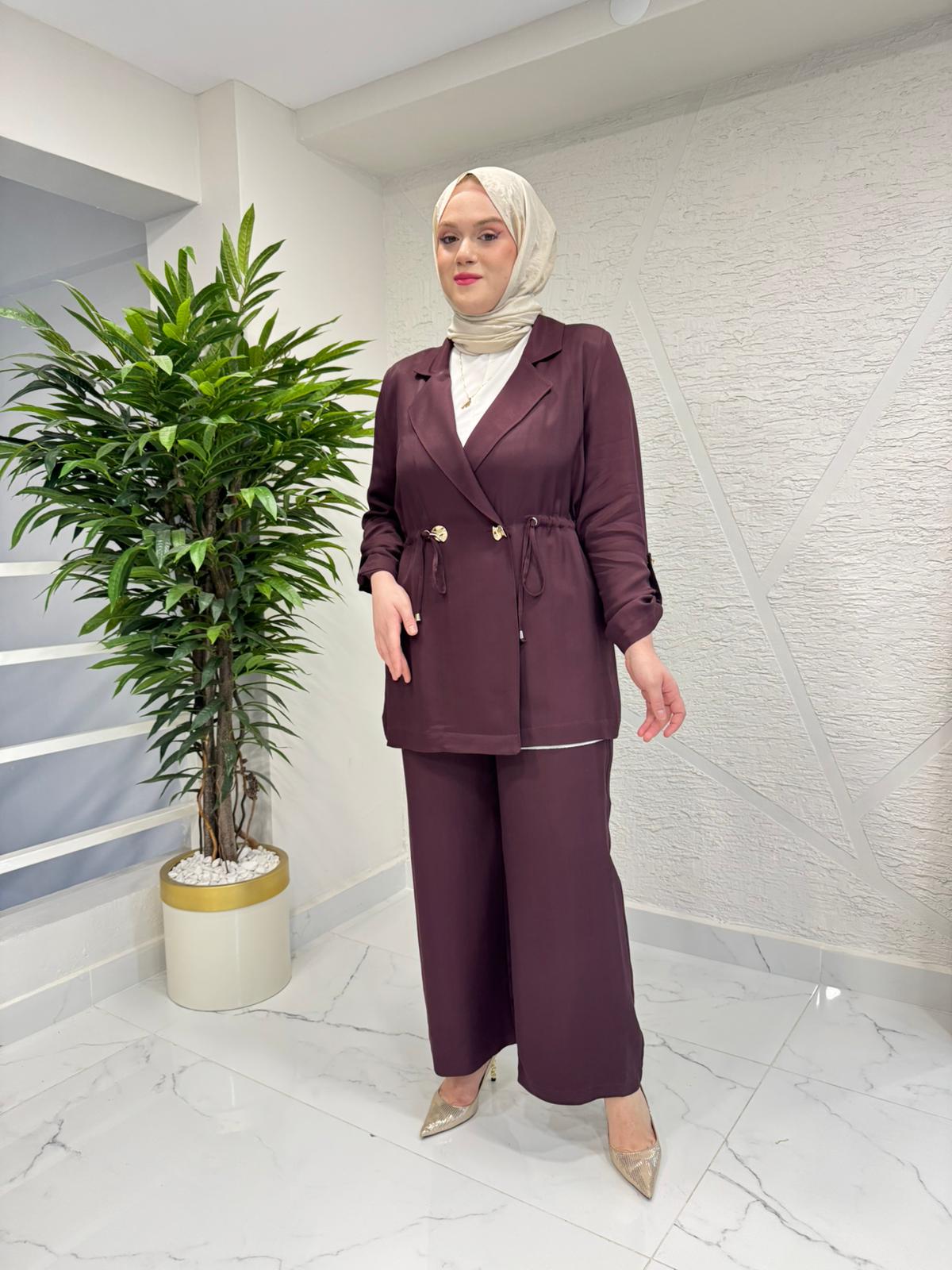 OTTO 7414 BELİ BÜZGÜLÜ CEKET TAKIM BORDO