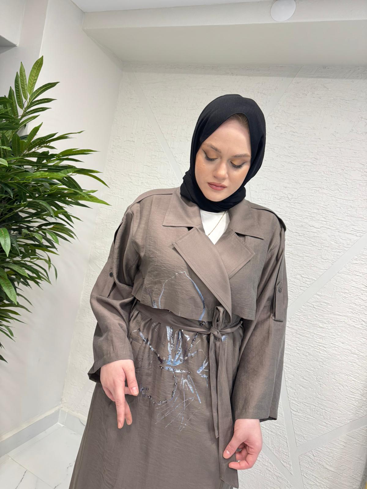 CEREMONY 26Y808 KRUVAZE BASKILI SAFARİ TRENÇKOT VİZON