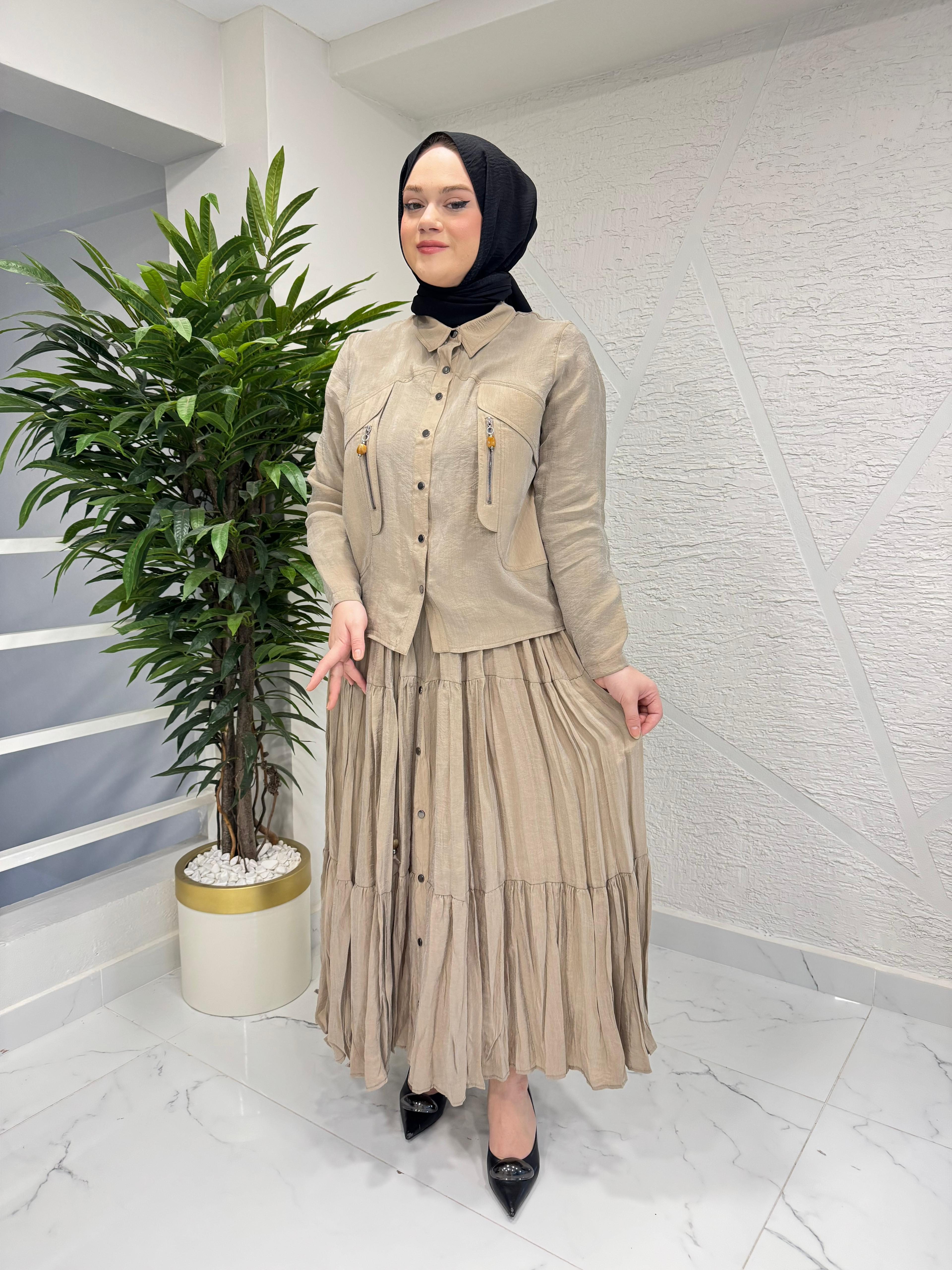 CEREMONY 26Y916 CEBİ FERMUAR DETAYLI SUEL ETEKLİ TAKIM VİZON