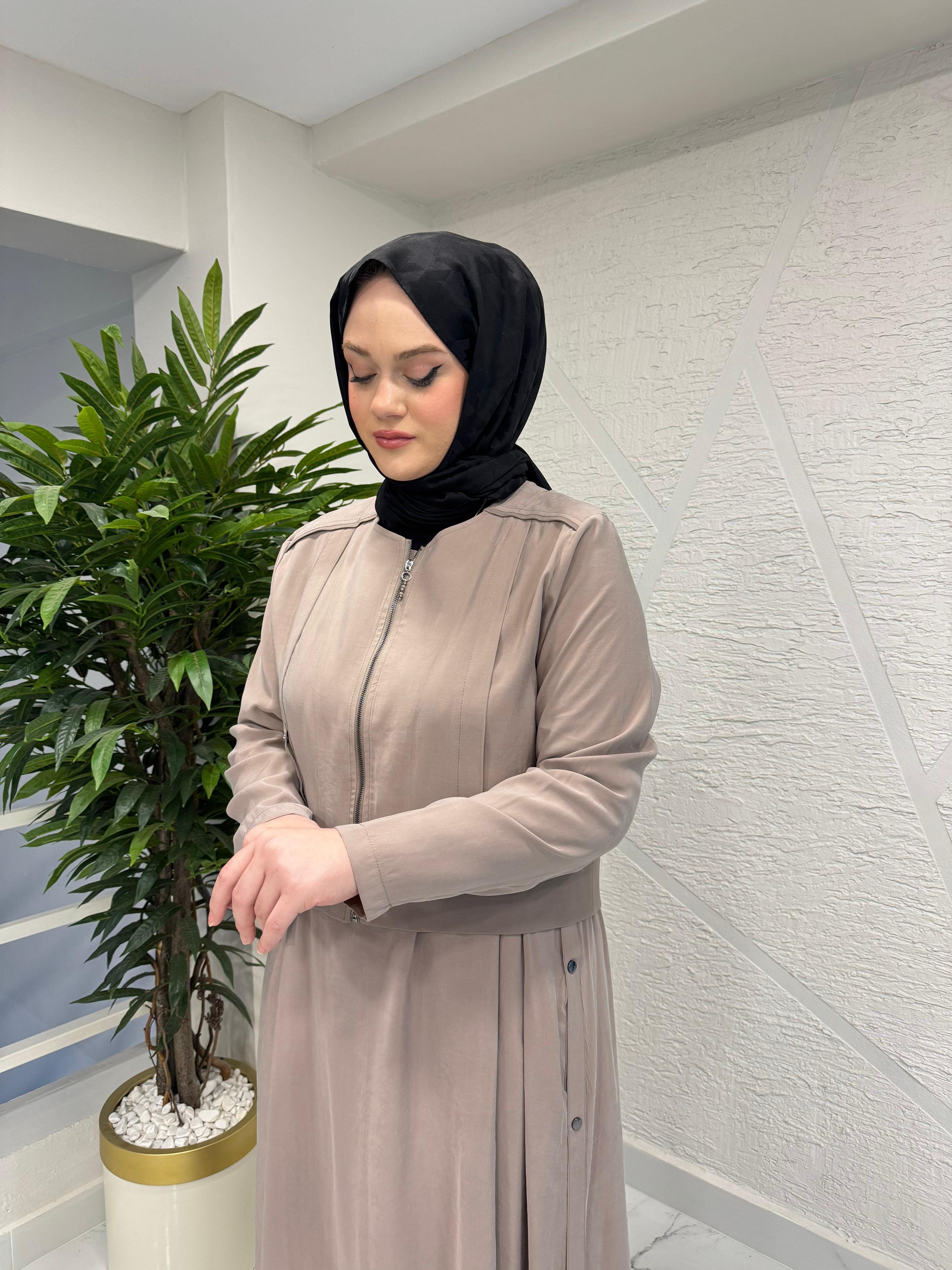 CEREMONY 26Y922 METAL D TOKALI VE ÇIT ÇIT DETAYLI MODAL BOLEROLU ELBİSE VİZON