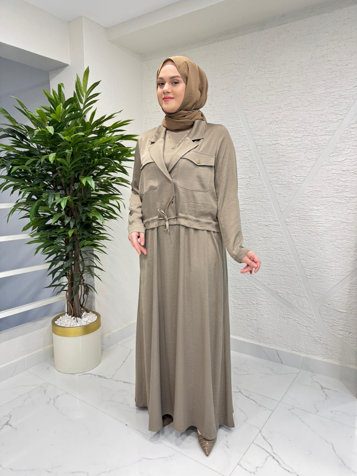 CEREMONY 26Y958 CEKETİ ÇIT ÇIT DETAYLI KOLSUZ ELBİSELİ SAPPHİRE TAKIM KÜF