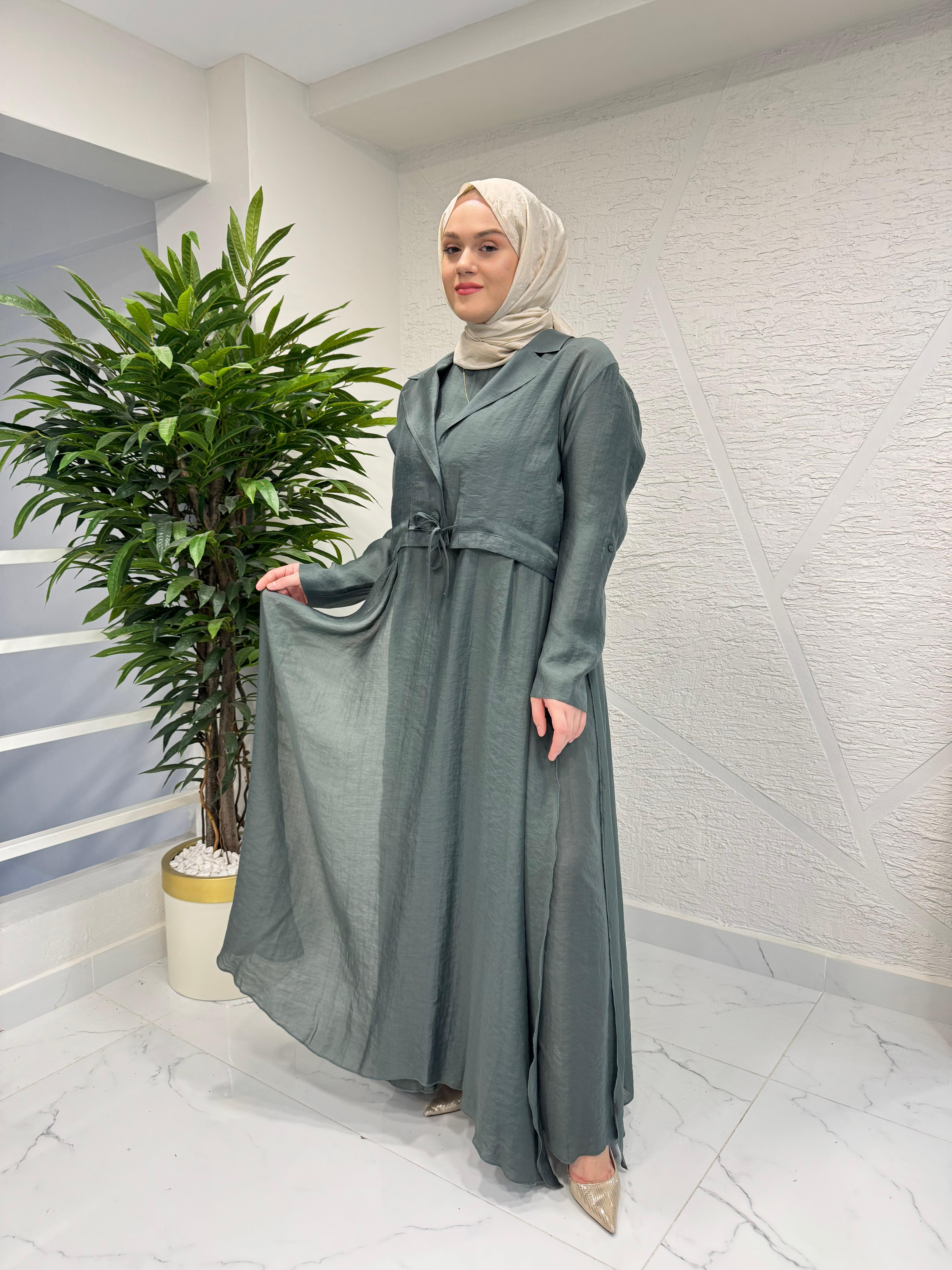 CEREMONY 26Y969 BOLEROLU KOLSUZ ELBİSELİ TAKIM YEŞİL