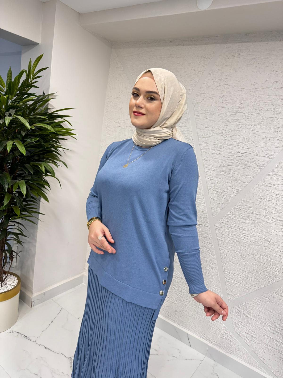 MİSSA ASMİN KELEBEK TRİKO ETEK TAKIM İNDİGO