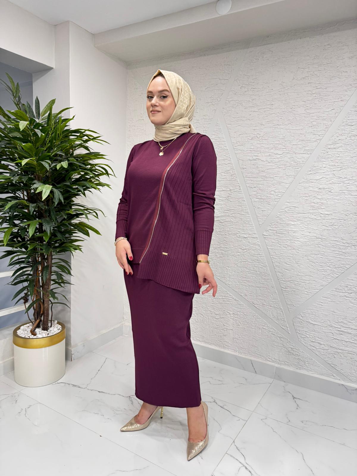 NİLİWİ 3020 TRİKO KALEM ETEK BORDO