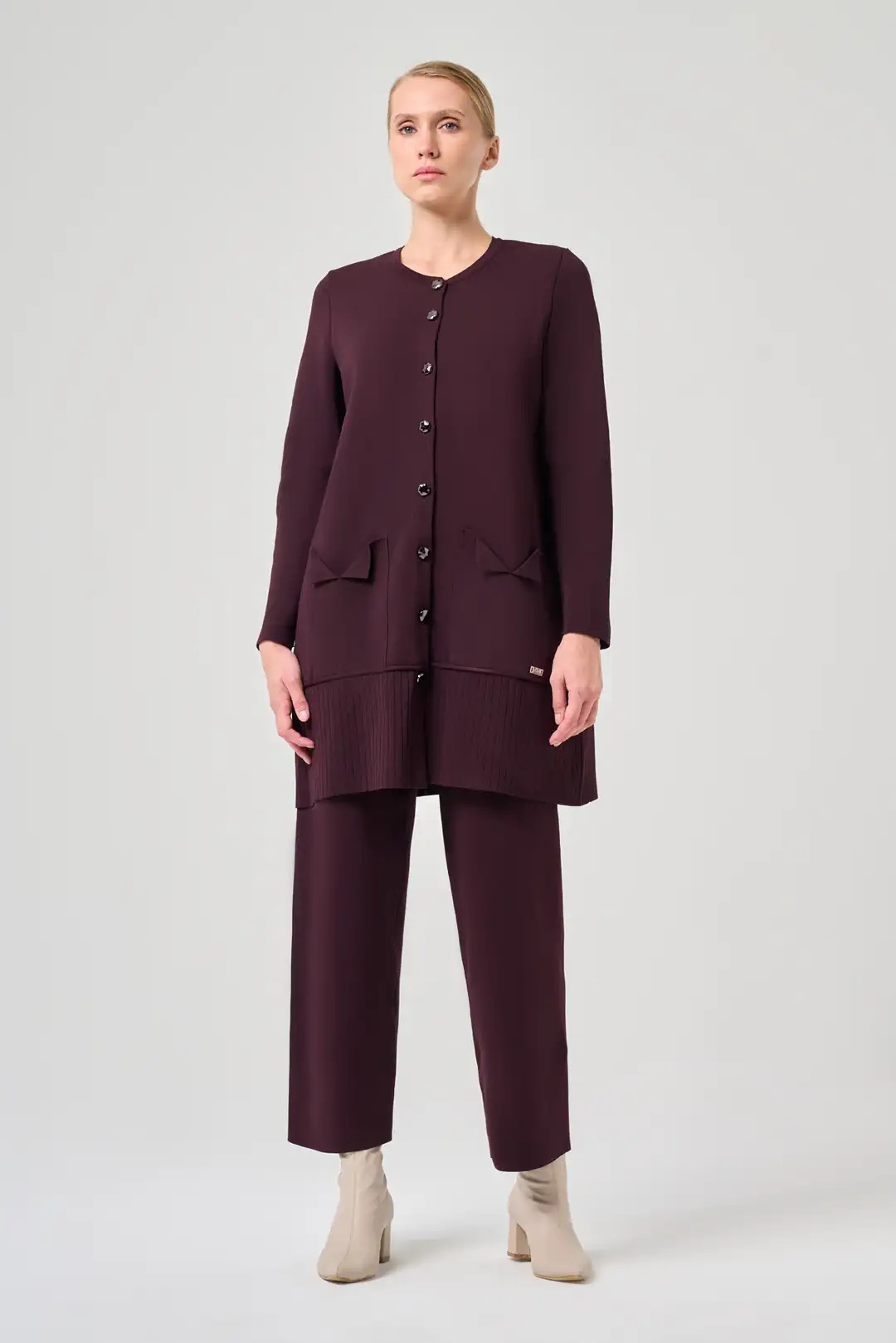 MİSSA MERSERİZE ÇELİK ÖRGÜ PANTOLON TAKIM KARADUT