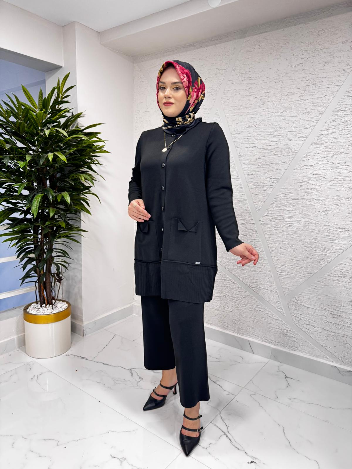 MİSSA MERSERİZE ÇELİK ÖRGÜ PANTOLON TAKIM SİYAH