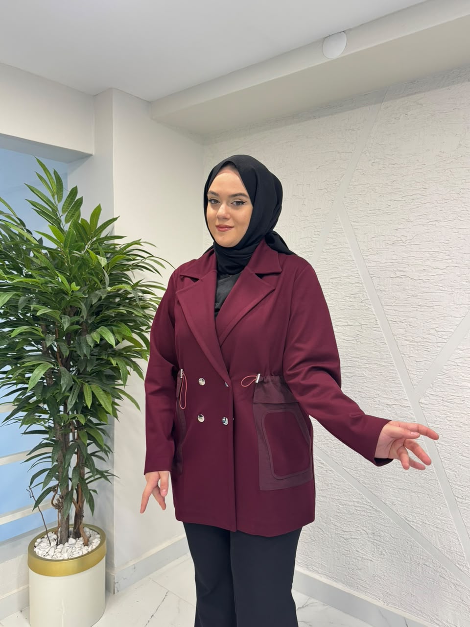 CEREMONY 26K815 TORBA CEPLİ KRUVAZE LUNA KISA CEKET MÜRDÜM