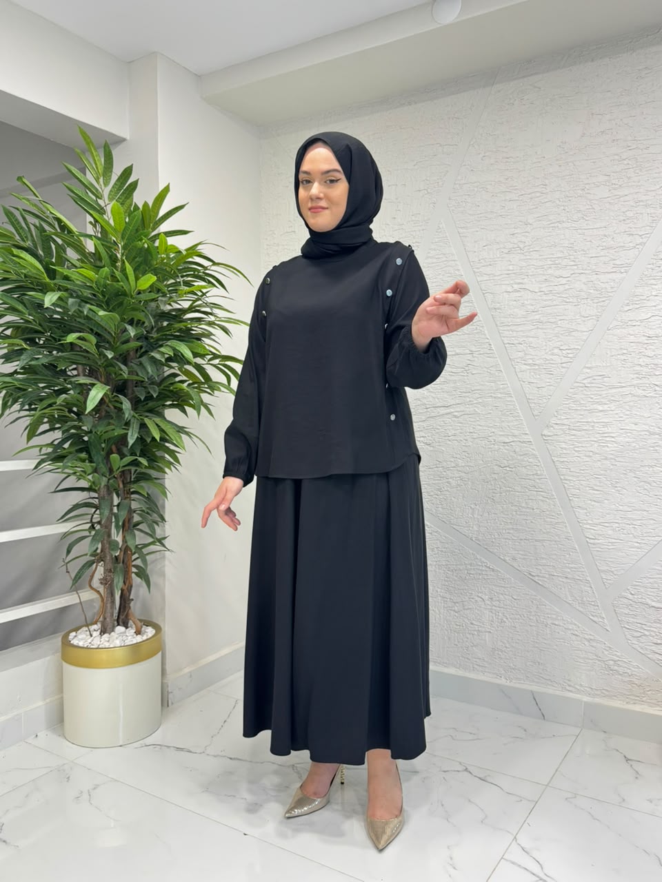 CLEMENCE 1599 ETEKLİ TAKIM SİYAH