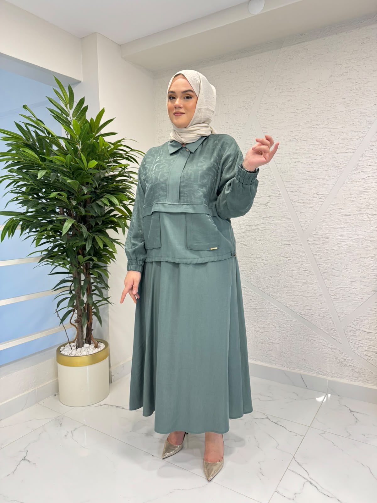 CLEMENCE 1611 ETEKLİ TAKIM YEŞİL