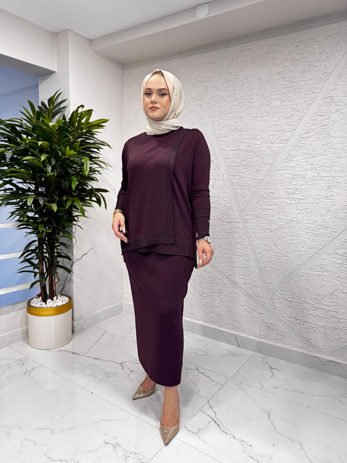 MİSSA ELEGANE SİMLİ MERSERİZE TAKIM KARADUT