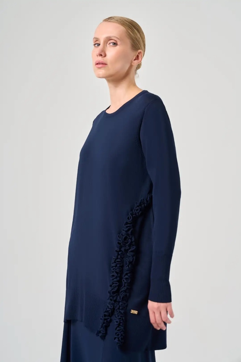 MİSSA SOĞUK İP FIRFIR TUNİK LACİVERT