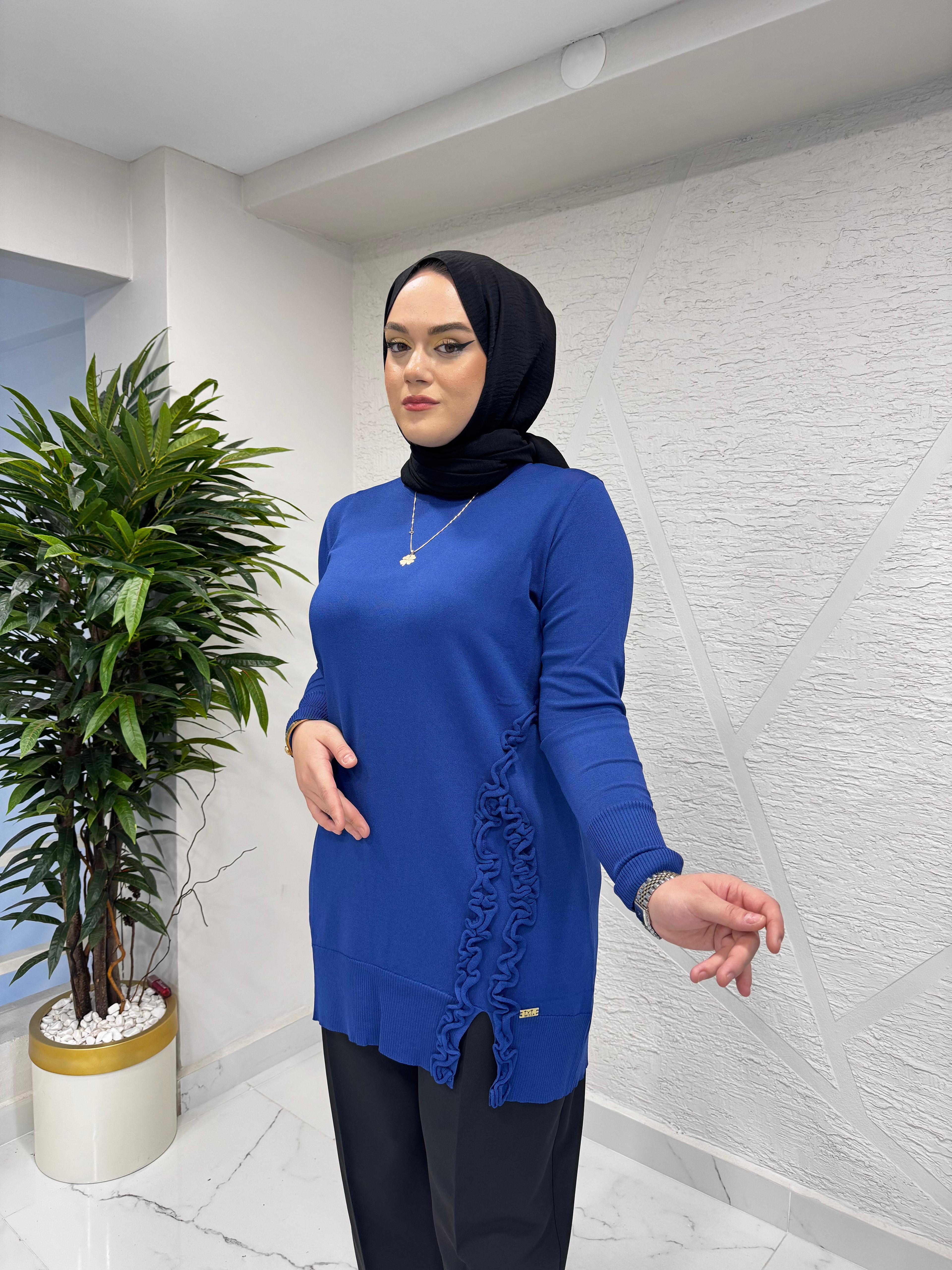 MİSSA SOĞUK İP FIRFIR TUNİK SAKS