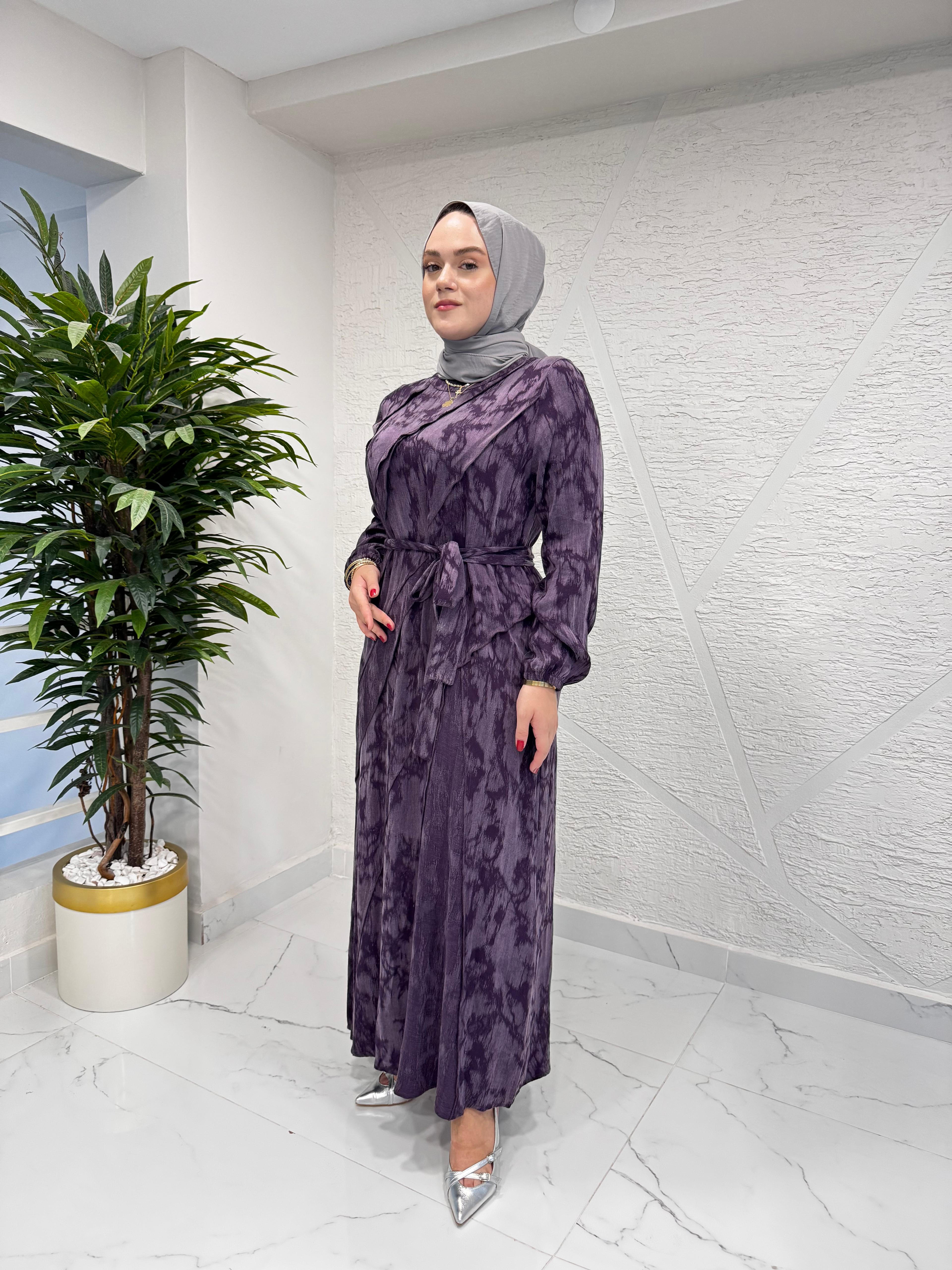 CLEMENCE 5417 İPEK ELBİSE MÜRDÜM
