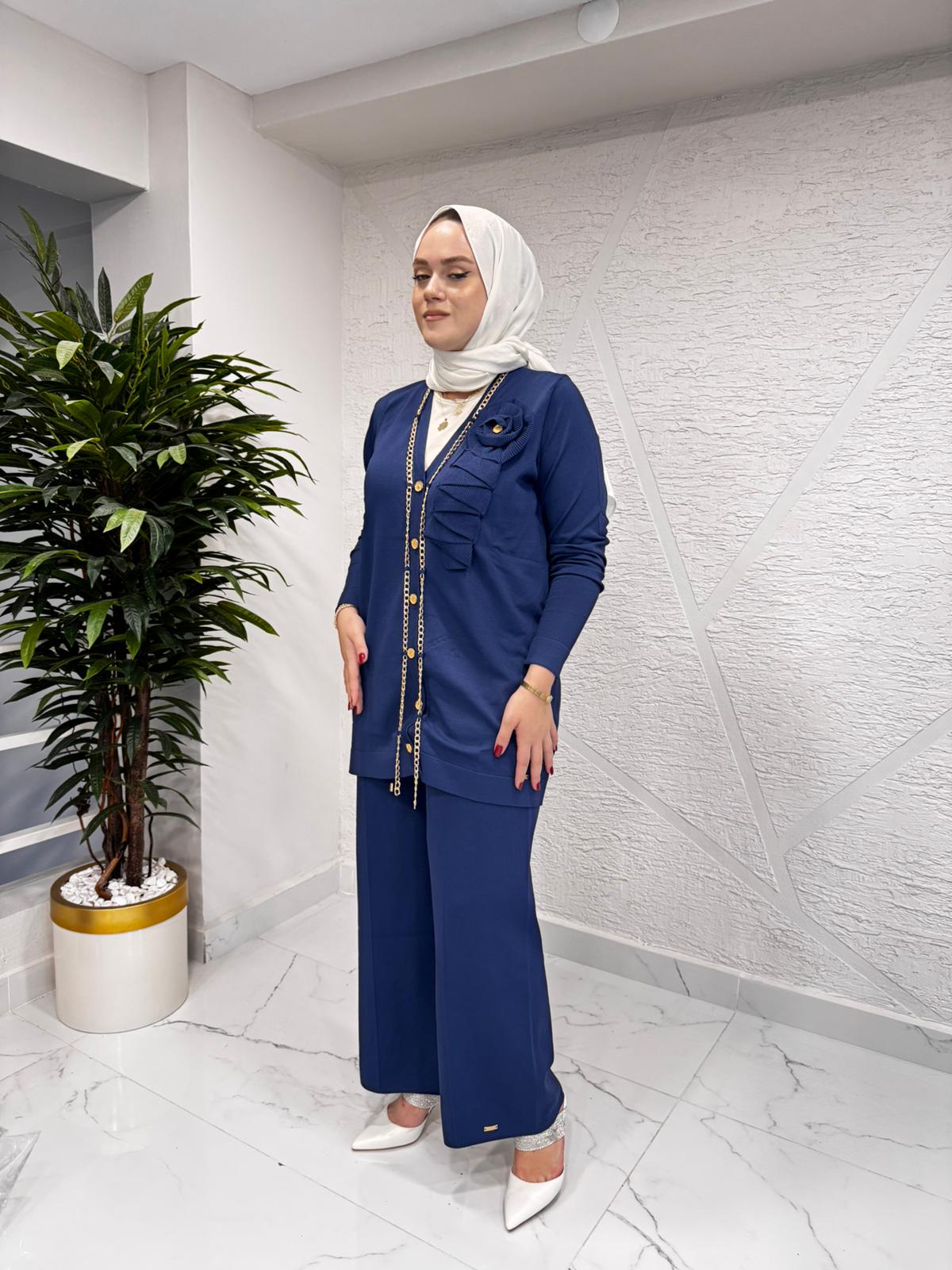 NİLİWİ 3117 BOL PAÇA TRİKO PANTOLON LACİVERT
