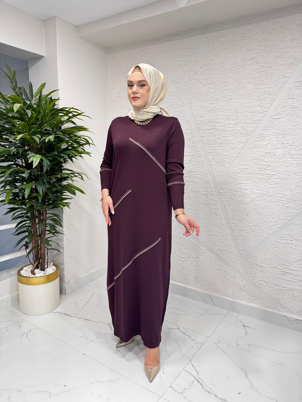 MİSSA SOĞUK İP YUMOŞ ELBİSE KARADUT