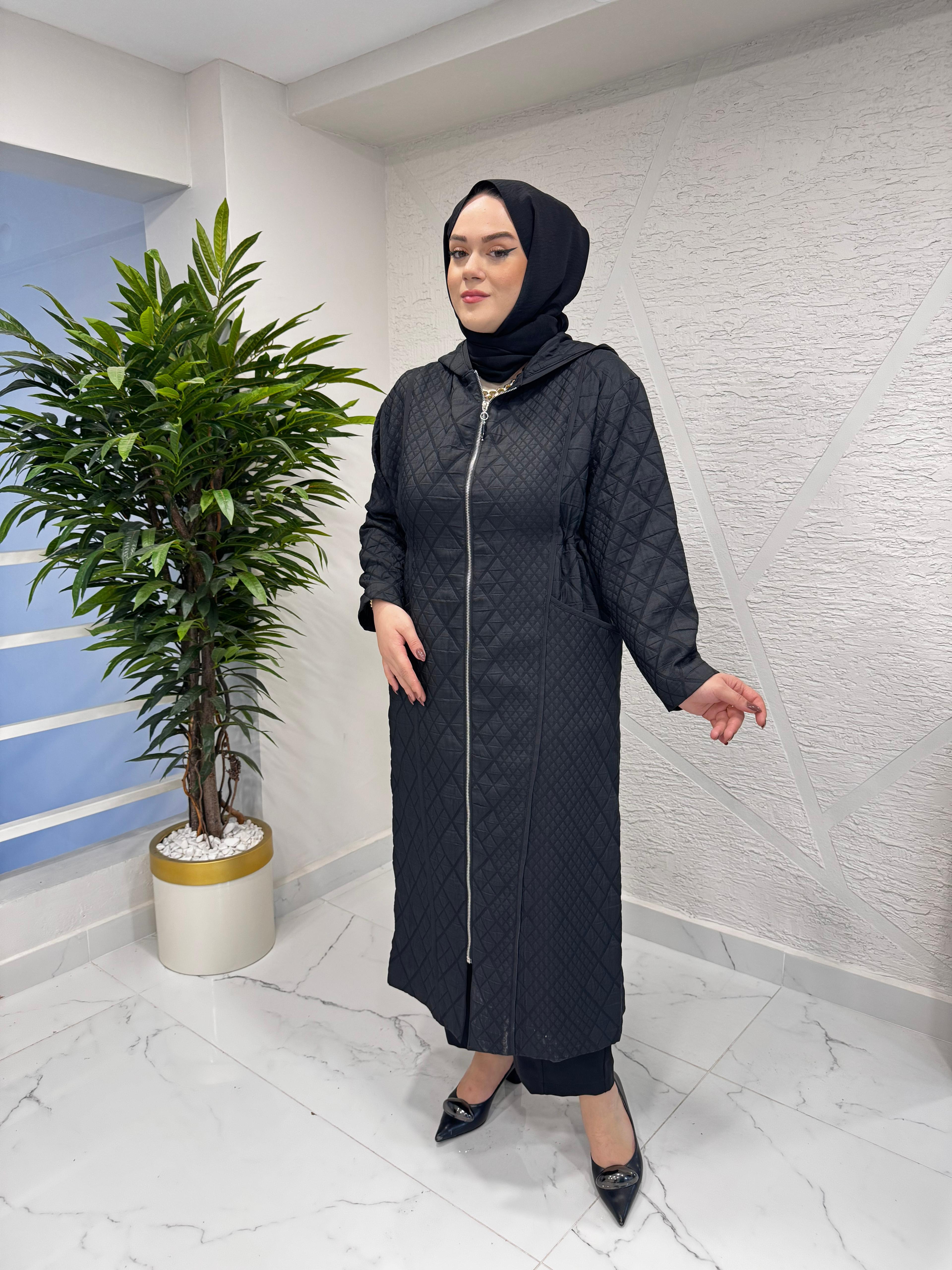 CEREMONY 6838 KAPÜŞONU FERMUAR DETAYLI BAKLAVA KAPİTÖNE KAP SİYAH