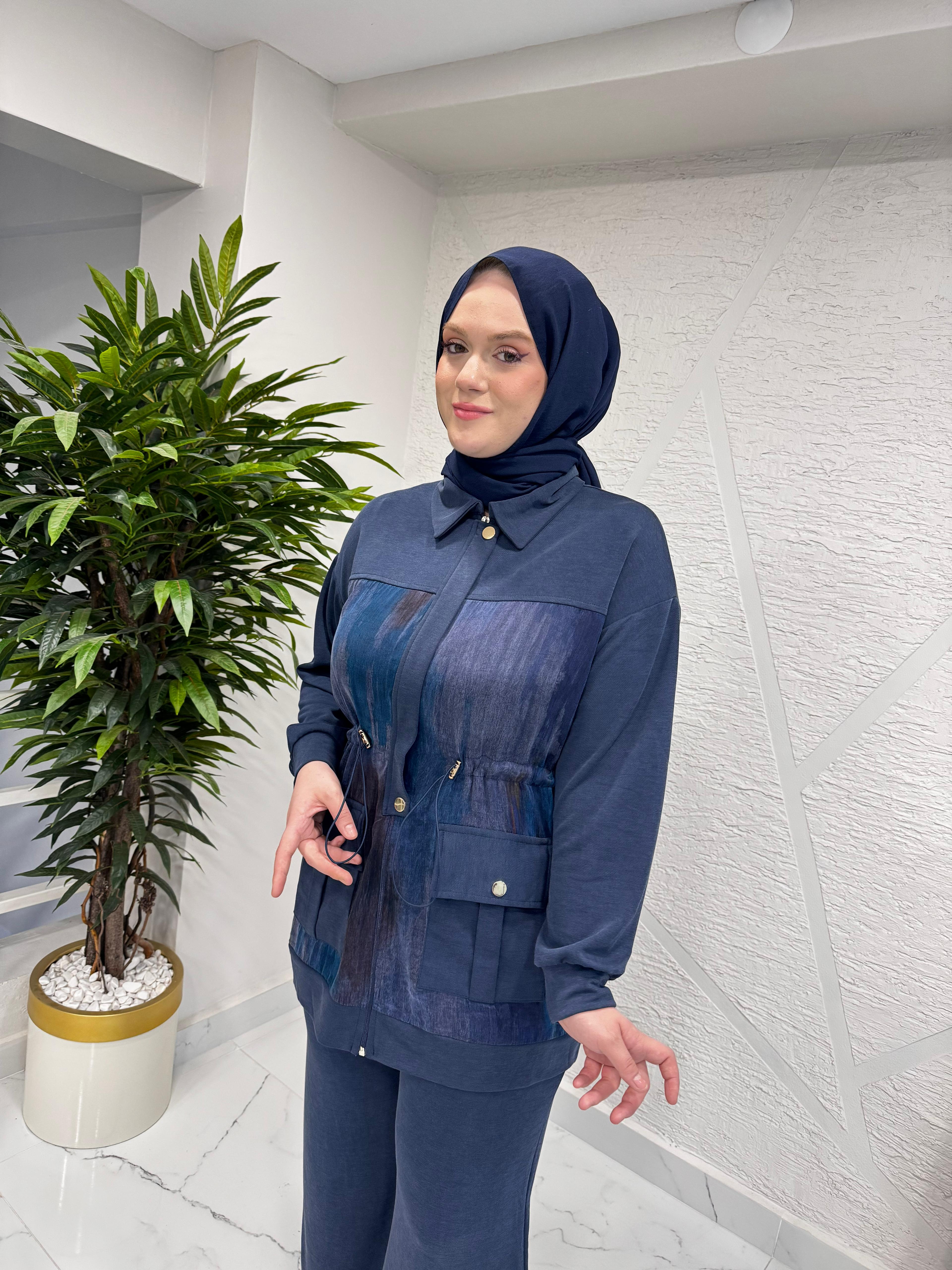 YAREN CLARA 2297 ÇİFT CEP PİKE PANTOLON TAKIM LACİVERT