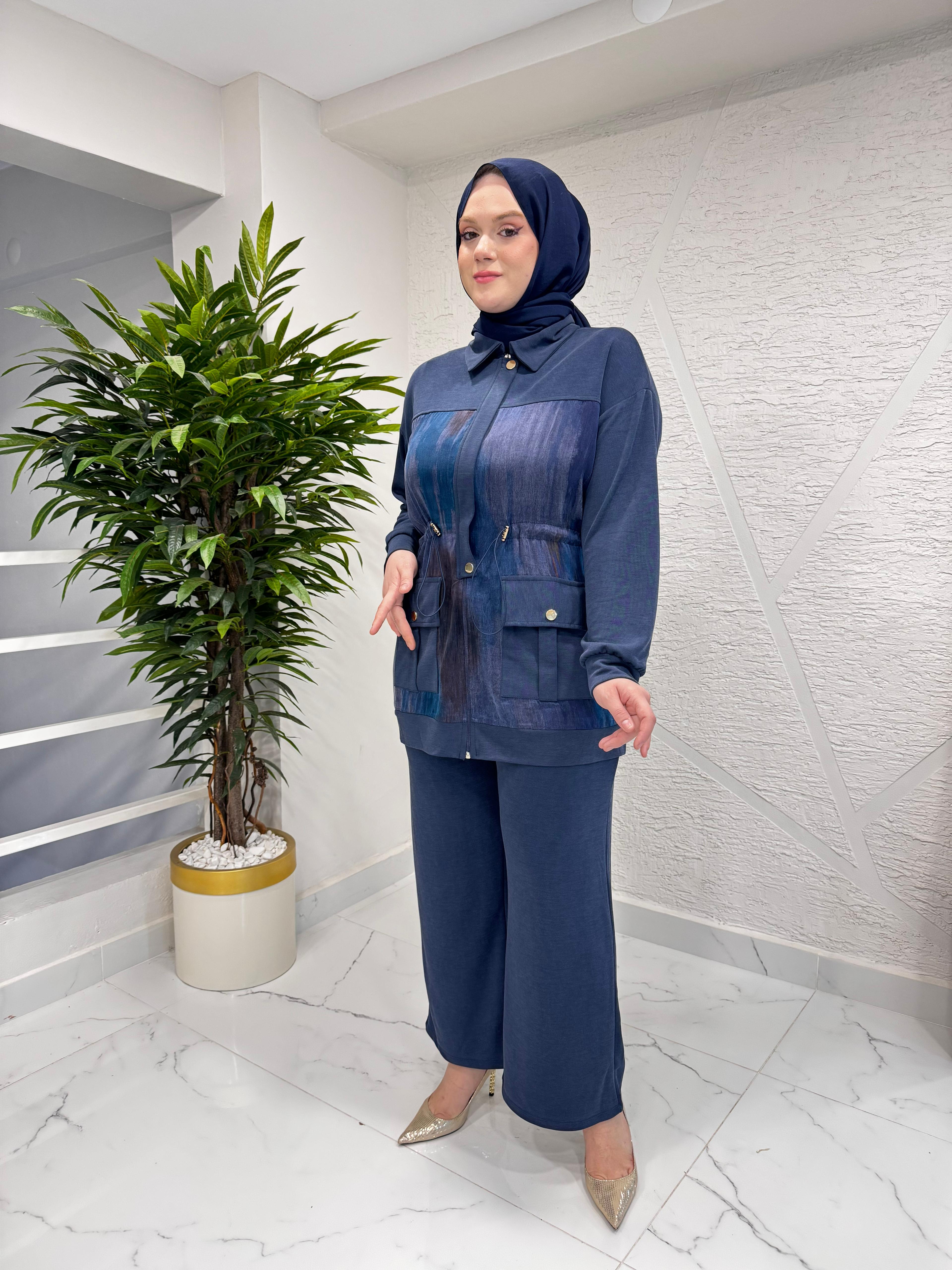 YAREN CLARA 2297 ÇİFT CEP PİKE PANTOLON TAKIM LACİVERT