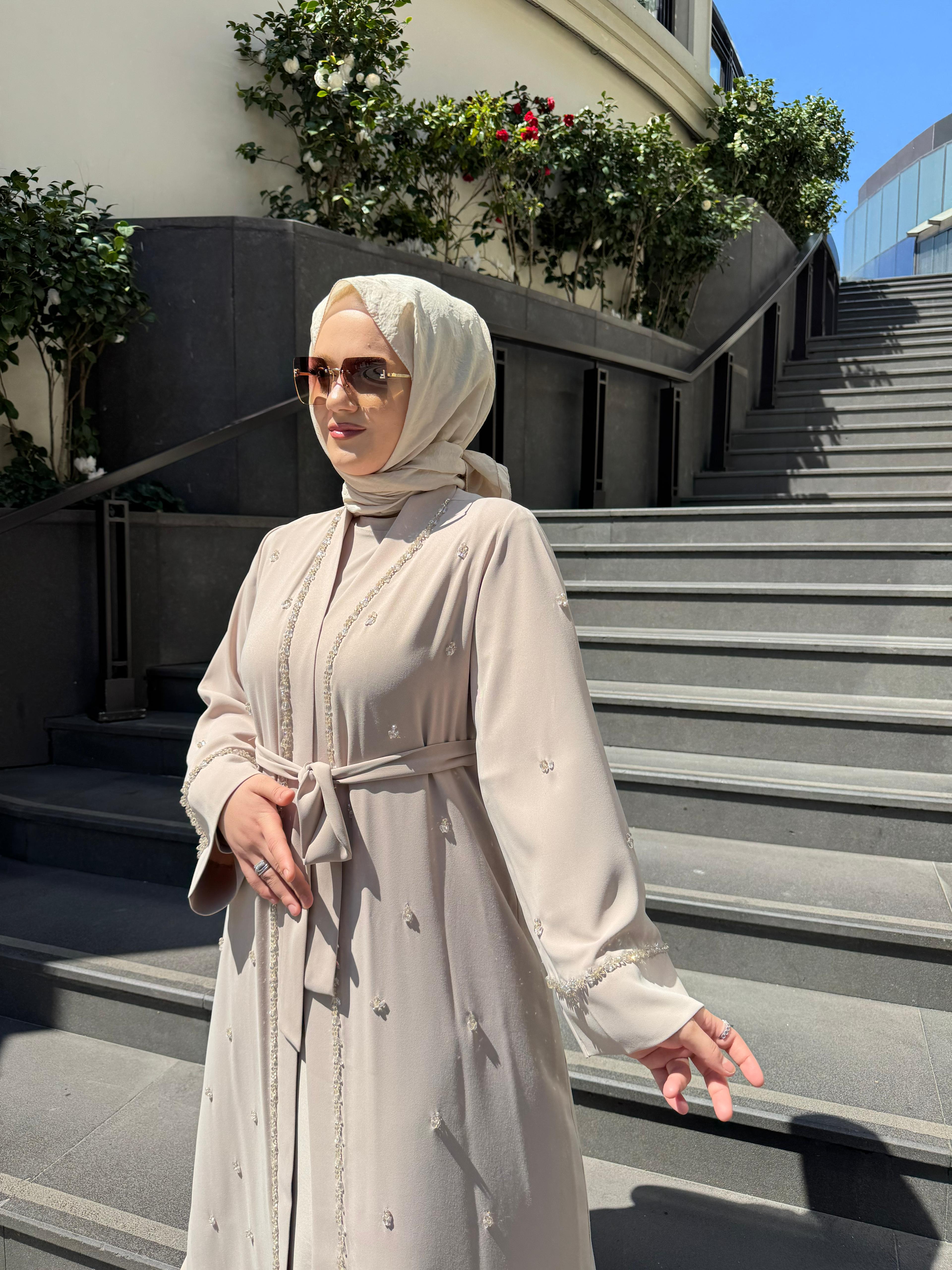 ETRUCCI 6278 ÖN PATI TAŞ İŞLEME DETAYLI ABAYA BEJ
