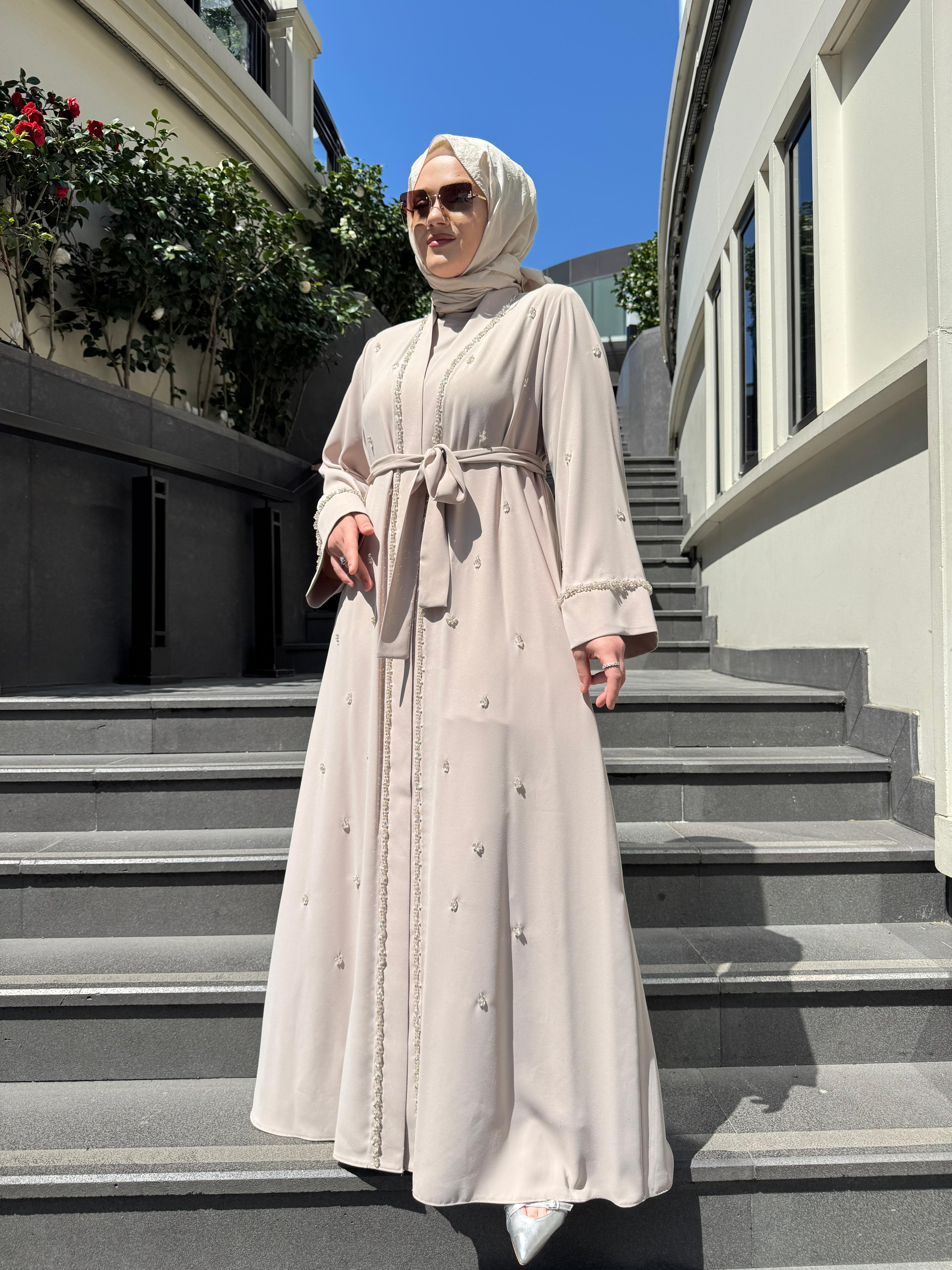 ETRUCCI 6278 ÖN PATI TAŞ İŞLEME DETAYLI ABAYA BEJ