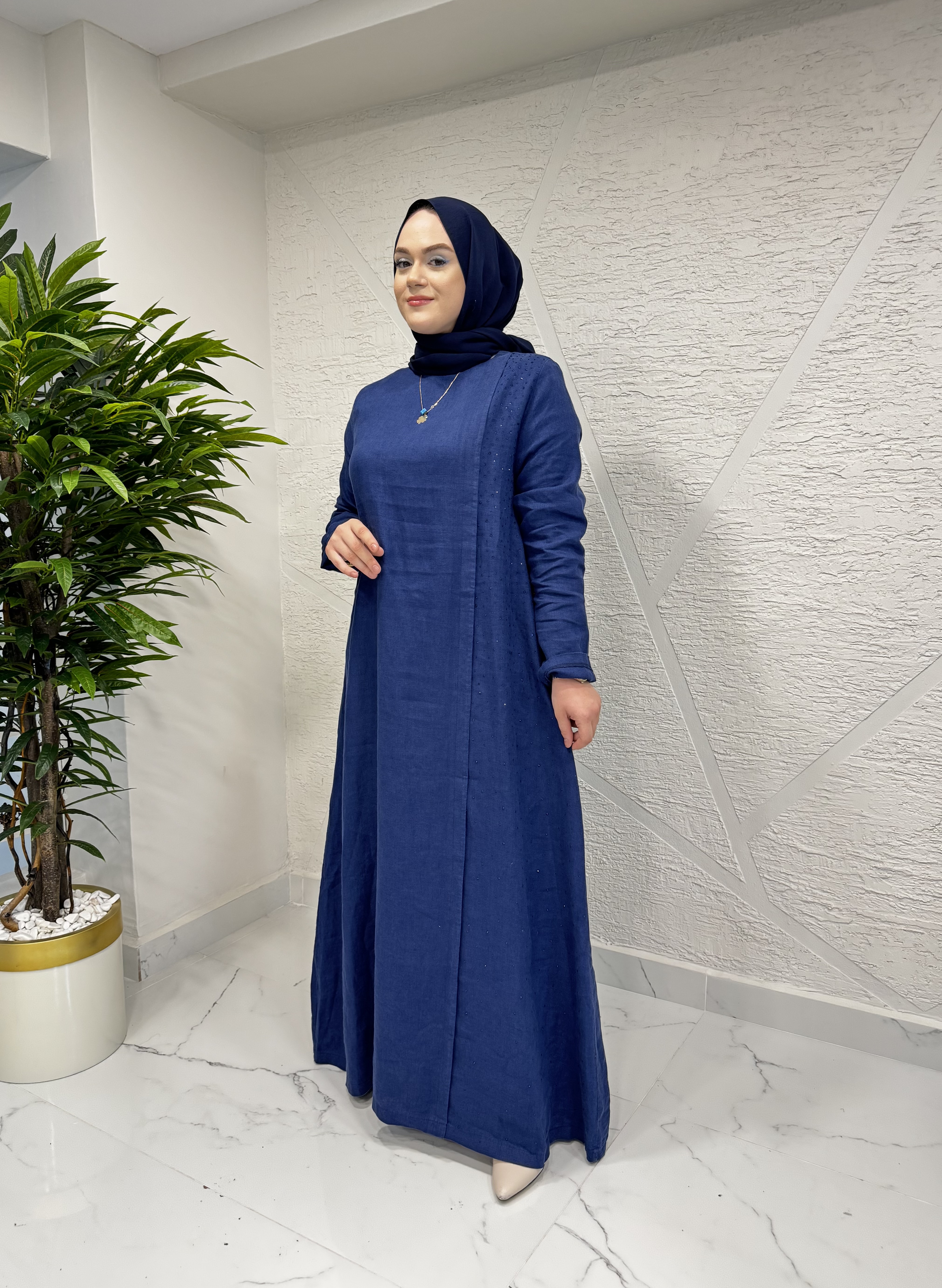MİSSA K005 BLOK ELBİSE LACİVERT