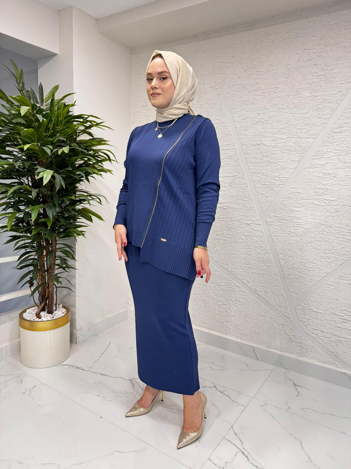 NİLİWİ 3020 TRİKO KALEM ETEK LACİVERT