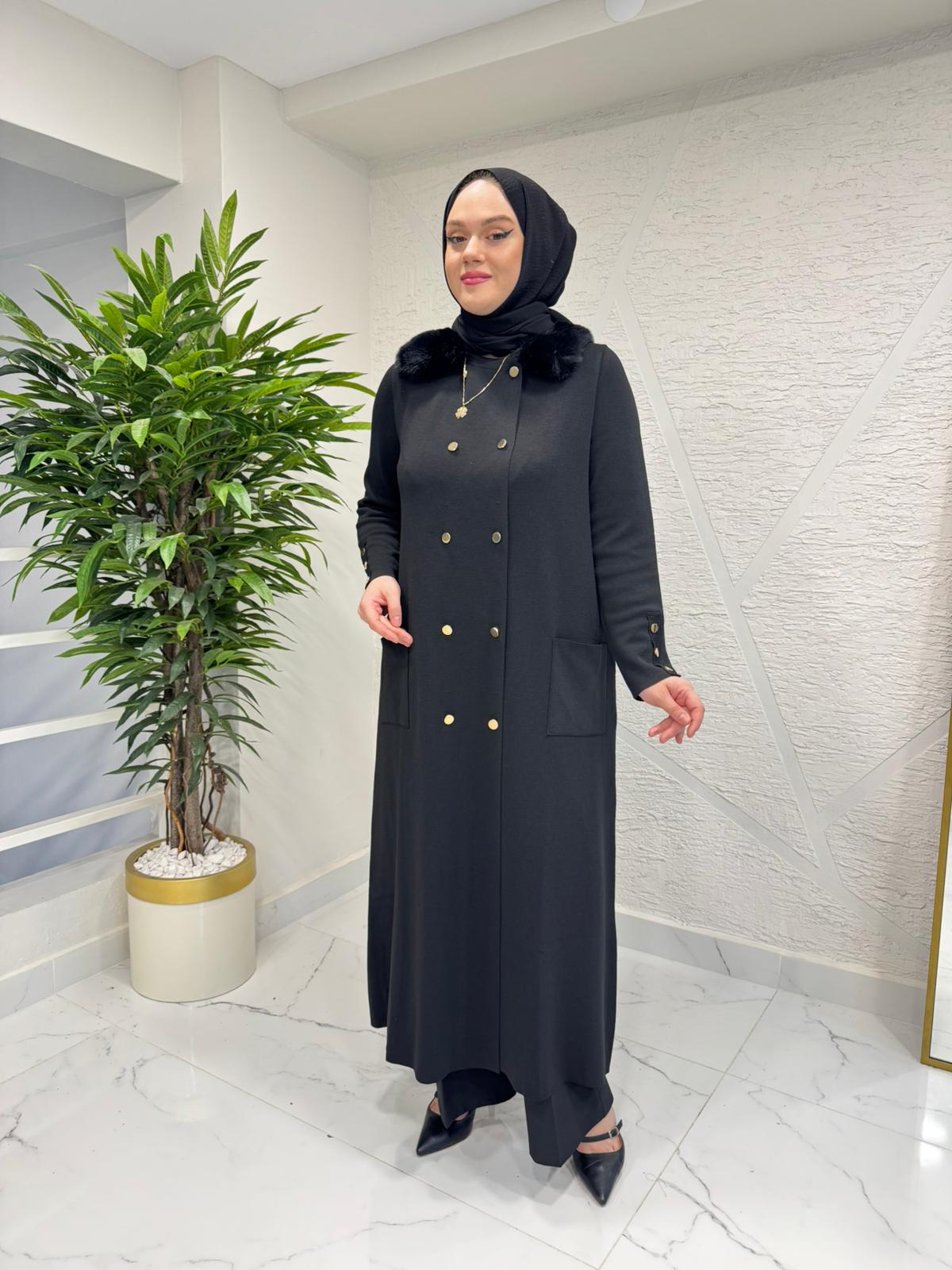 MİSSA MERSERİZE MARS KÜRKLÜ KAP SİYAH