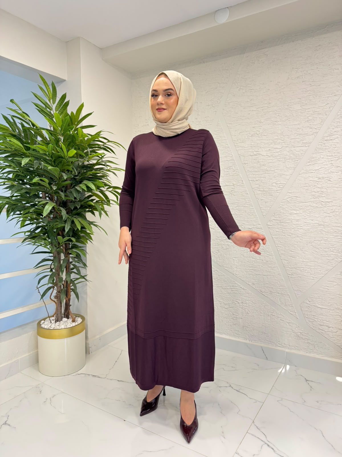 MİSSA ALORA MERSERİZE ELBİSE BORDO