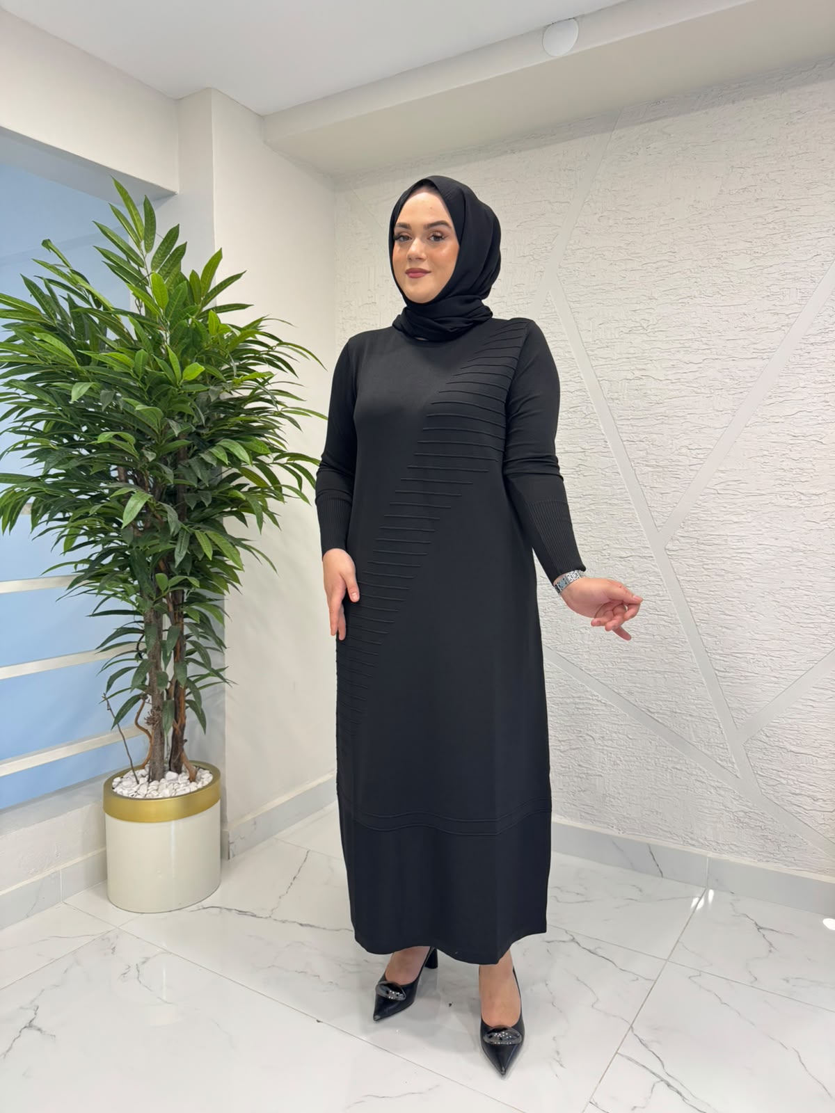MİSSA ALORA MERSERİZE ELBİSE SİYAH