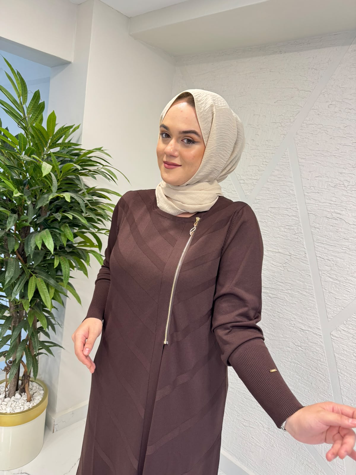 MİSSA RAYON ASİS HIRKA KAHVERENGİ