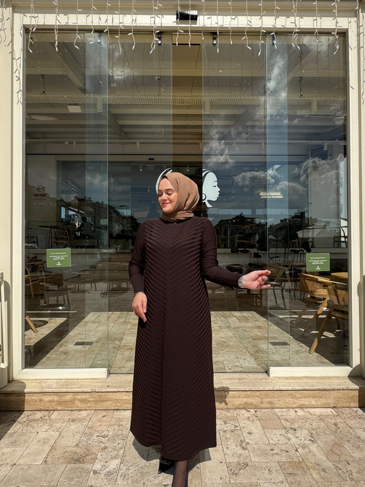 MİSSA BAŞAK MERSERİZE TRİKO ELBİSE KAHVERENGİ