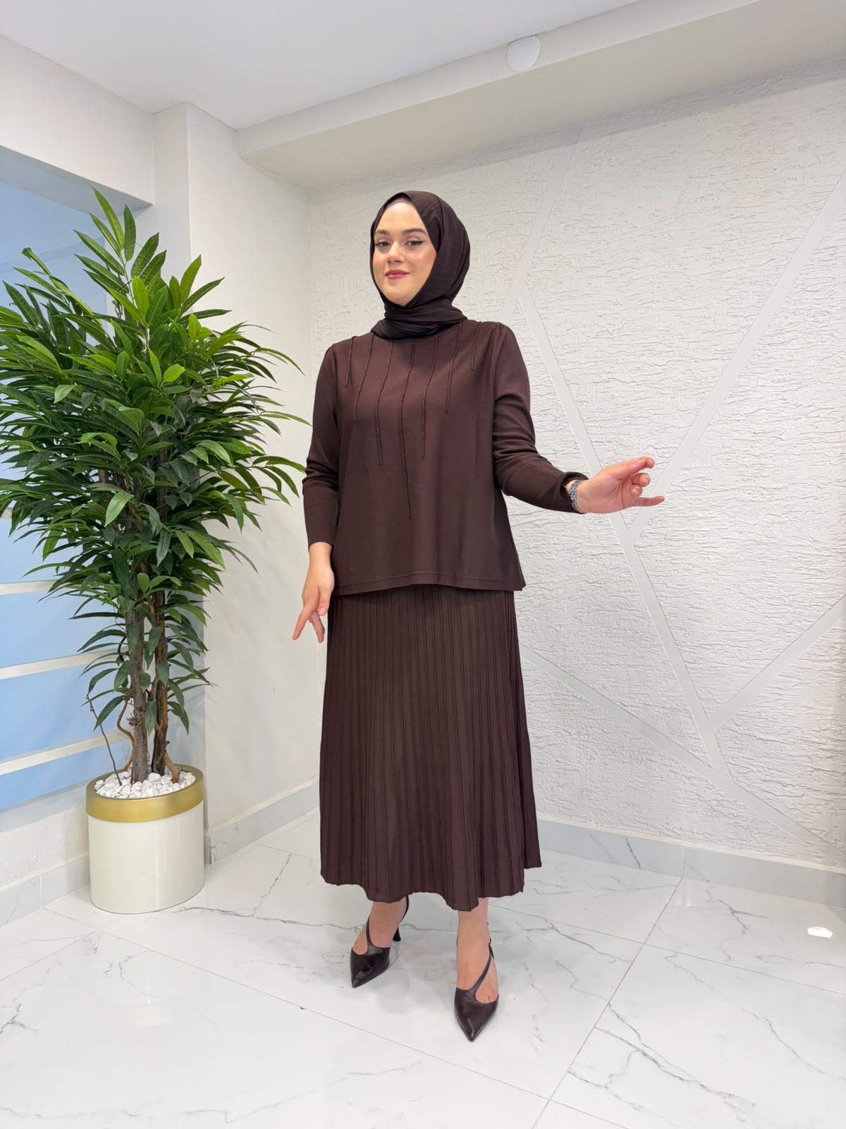 MİSSA RAYON BRİT BLUZ KAHVERENGİ