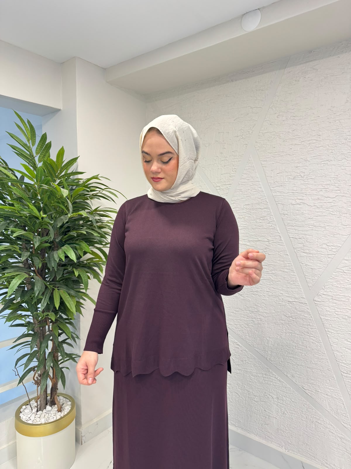 MİSSA HİLAL MERSERİZE ETEK TAKIM BORDO