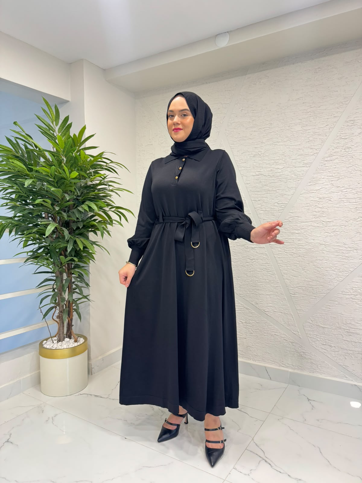 NİLİWİ 3075 BELİ KÖPRÜLÜ KUŞAKLI PATLI SİYAH