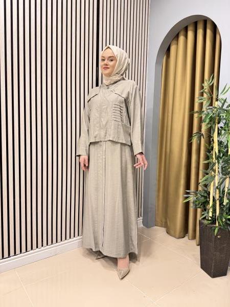 CEREMONY 5960 BOLEROSU PİLE DETAYLI PASION ELBİSELİ TAKIM GRİ