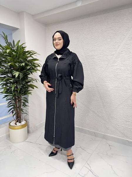 CEREMONY 6840 DANTEL DETAYLI TRENÇKOT SİYAH