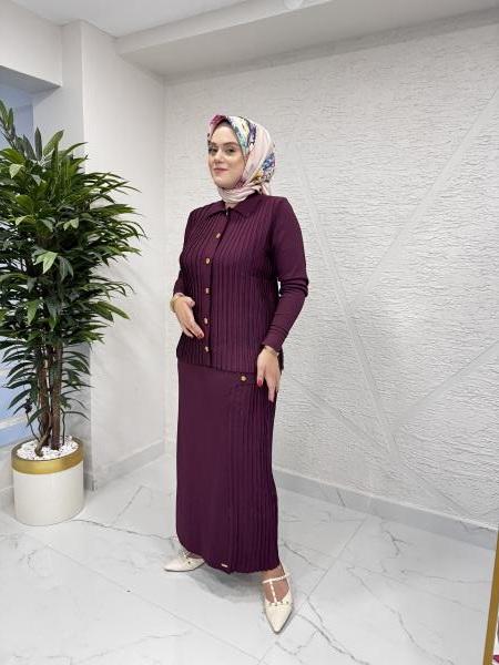 NİLİWİ 3074-3092 TRİKO ETEKLİ TAKIM BORDO