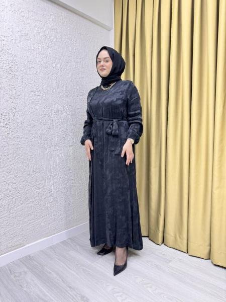 CLEMENCE 5419 İPEK ELBİSE SİYAH