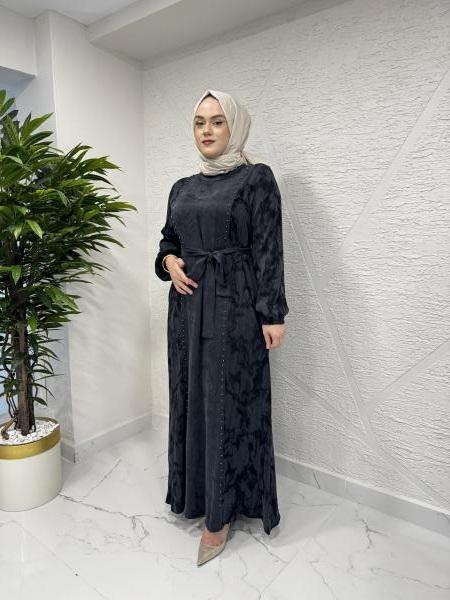 CLEMENCE 5435 İPEK ELBİSE SİYAH